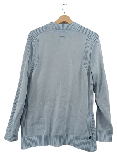 Engbers Herren Pullover Gr. 50, L Blau Rundhals Strickpullover 100% Baumwolle