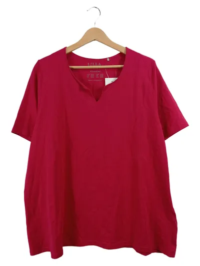 Ulla Popken Damen T-Shirt Pink Gr. 50 Basic Kurzarm V-Ausschnitt