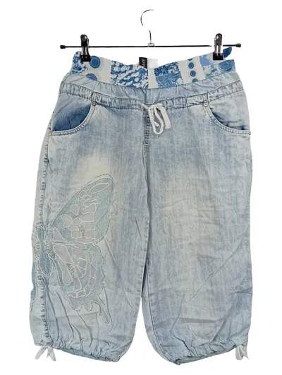 Applause Damen Jeans Shorts Wide Fit Gr. 42 W33 Blau Schmetterling Casual