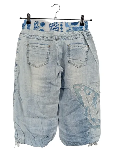 Applause Damen Jeans Shorts Wide Fit Gr. 42 W33 Blau Schmetterling Casual