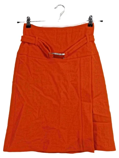 Strenesse Damen Wickelrock Orange Gr. 34 XS Wolle Midirock Klassisch