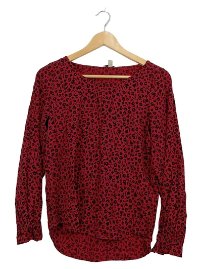EDC by Esprit Damen Bluse Langarm Floral Rot Gr. XS 34