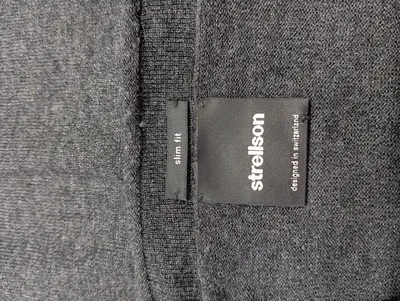 Strellson Herren Pullover Gr. 50 L Grau Meliert V-Ausschnitt Slim Fit Casual
