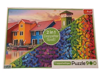 Trefl Doppelseitiges Puzzle 900 Teile Schmetterlinge & Häfen 2in1