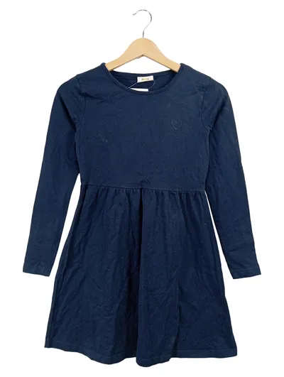 Famy Freizeitkleid Mädchen Blau Gr. 146 Langarm Herz-Applikation Baumwolle