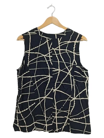 Barisal Bluse Damen Abstraktes Muster Schwarz Gr. 42 Viskose Ärmellos
