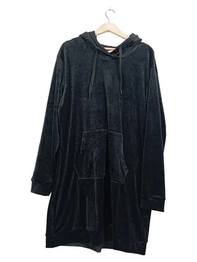 SEASONS Damen Kapuzenpullover Velours Hoodie Schwarz Gr. 42 XL Casual