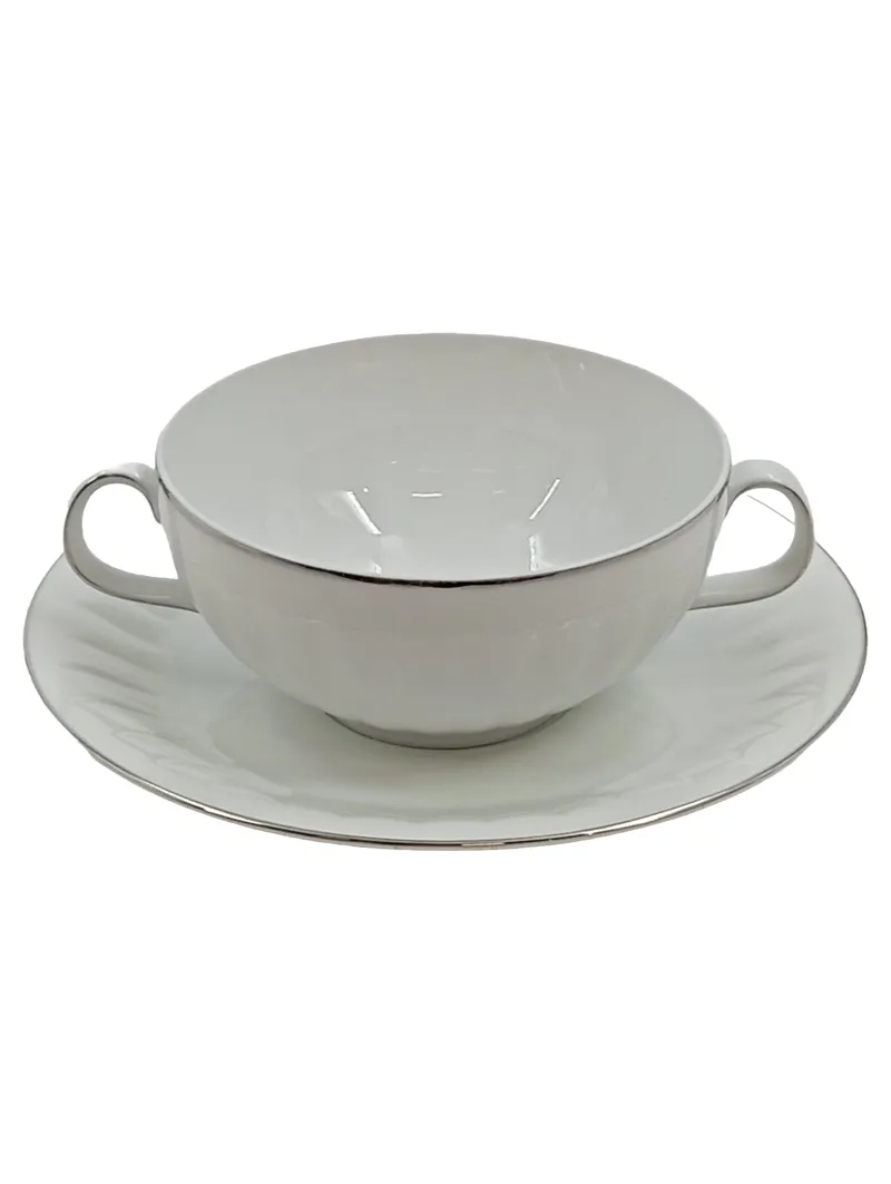 Arzberg Suppentasse mit Untertasse Porzellan Weiß Klassisch 11, 5 cm 1