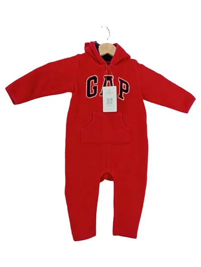 babyGap Einteiler Fleece Overall mit Kapuze Rot Gr. 92