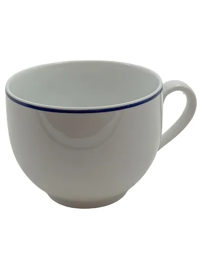Kahla Kaffeetasse Porzellan Weiß mit blauem Rand 250ml Klassisch
