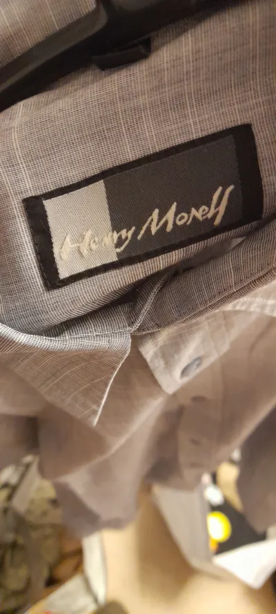 Henry Morell Kurzarmhemd Herren Gr. L Grau Freizeithemd Baumwolle
