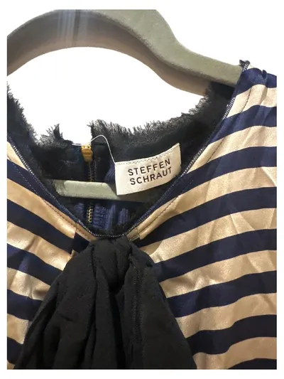 Steffen Schraut Top Damen Gr. 34 XS Blau Gestreift Schleife Reißverschluss
