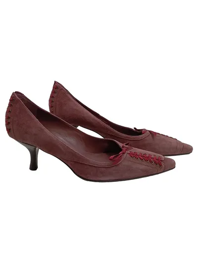Jigsaw Damen Pumps Suede Lace-up Heels Rot Gr. 37 Elegant Wildleder