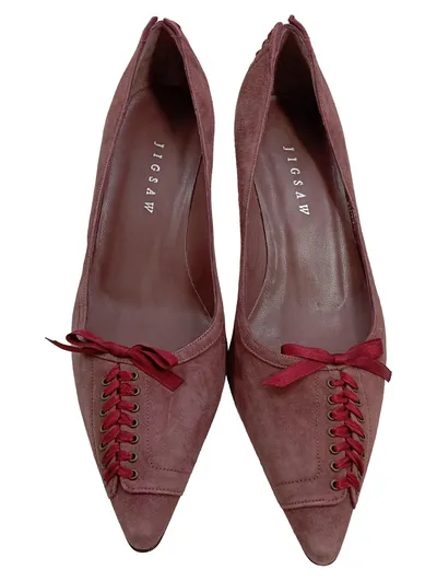 Jigsaw Damen Pumps Suede Lace-up Heels Rot Gr. 37 Elegant Wildleder