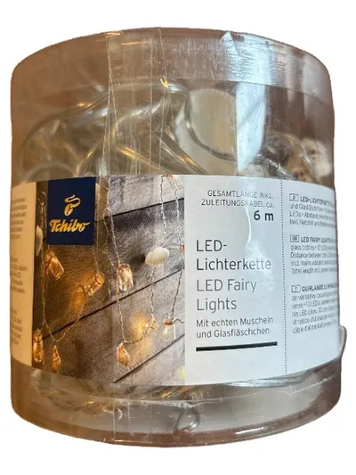 Tchibo LED Lichterkette Maritim Muscheln Glasfläschchen 6m Transparent
