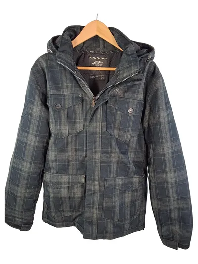 Vans Outdoorjacke Herren Gr. 48, M Grau Kariert Kapuze