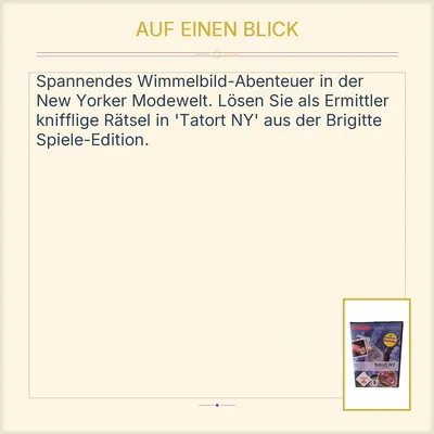Tatort NY Der Fashion-Krimi Brigitte Spiele-Edition PC Spiel DVD-ROM