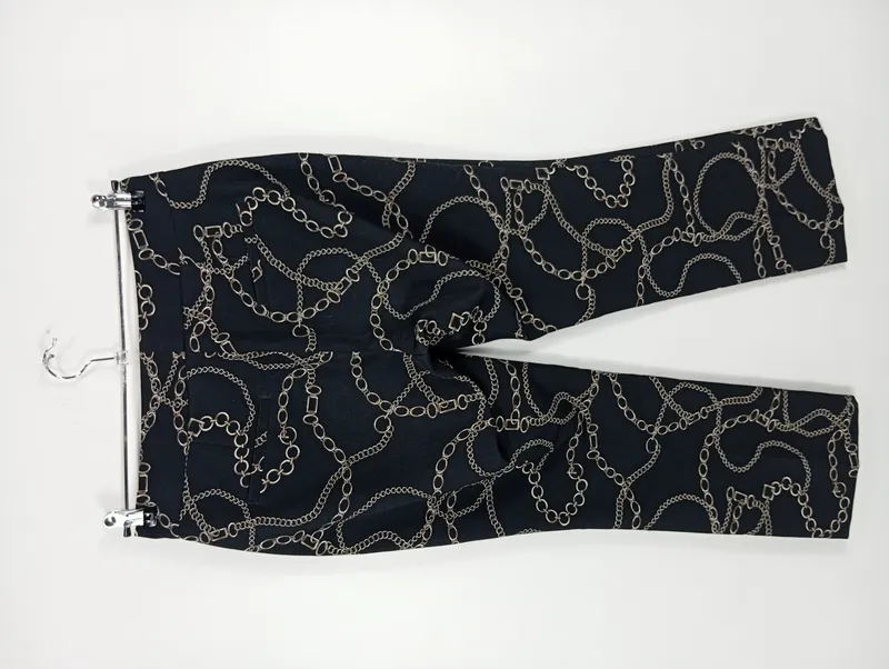 Cambio Damen Stoffhose Gr. 38 Schwarz Kettenmuster Elegant 2
