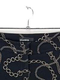 Cambio Damen Stoffhose Gr. 38 Schwarz Kettenmuster Elegant 3