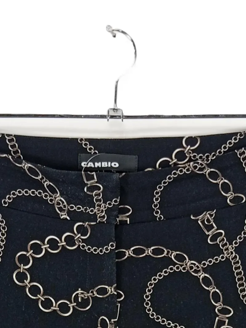 Cambio Damen Stoffhose Gr. 38 Schwarz Kettenmuster Elegant 3