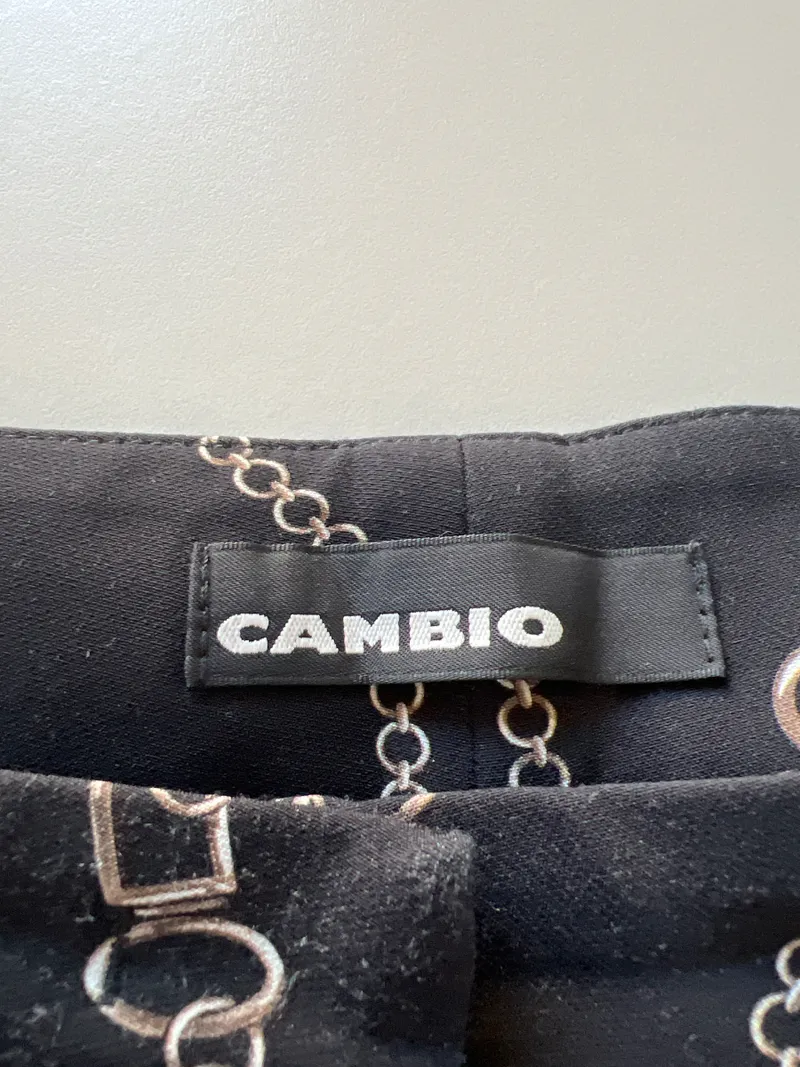 Cambio Damen Stoffhose Gr. 38 Schwarz Kettenmuster Elegant 5