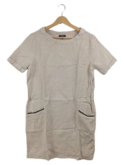 SOCCX Damen Sommerkleid Freizeitkleid Leinenkleid Beige Gr. 36