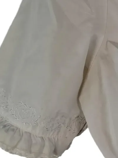 Krüger Madl Trachtenbluse Damen Gr. 38 Beige Stickerei Kurzarm Festlich