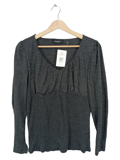 NICE CONNECTION Damen Langarmshirt Grau Gr. 42, XL Baumwolle Seide