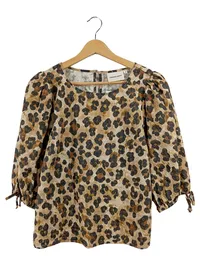 Fabienne Chapot Damen Bluse Leopardenmuster Mehrfarbig Gr. 36 S Lochmuster 1