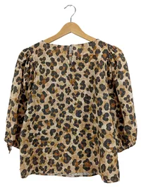 Fabienne Chapot Damen Bluse Leopardenmuster Mehrfarbig Gr. 36 S Lochmuster 2