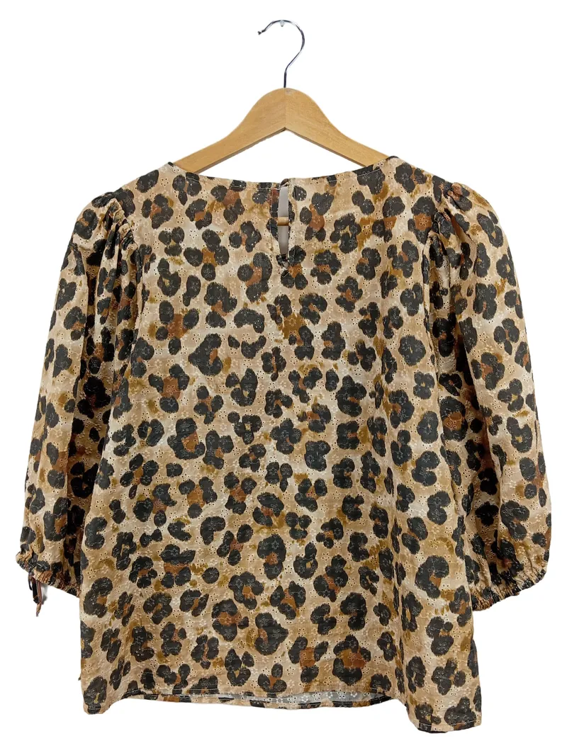Fabienne Chapot Damen Bluse Leopardenmuster Mehrfarbig Gr. 36 S Lochmuster 2