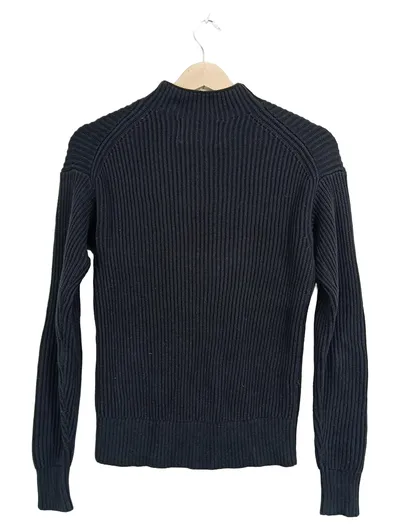 Calvin Klein Jeans Pullover Damen Schwarz Gr. 32 XXS Rippstrick Stehkragen