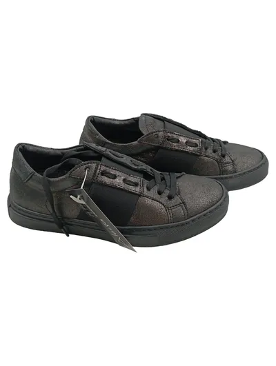 Alesya Damen Sneaker low Schwarz Gr. 36 Leder Metallic-Look