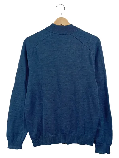 MAERZ Muenchen Strickjacke Herren Gr. 48 M Blau Wolle Reißverschluss