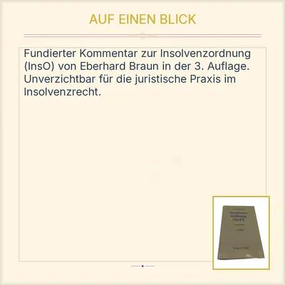 Insolvenzordnung (InsO) - Eberhard Braun Kommentar 3. Auflage C.H. Beck