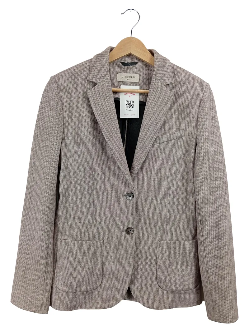 Circolo 1901 Blazer Damen Beige Fischgrätenmuster Gr. 38 M Klassisch 1