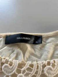 Hallhuber Top Beige Gr. 42 XL Spitzenbesatz Lochmuster Ärmellos Damen 3