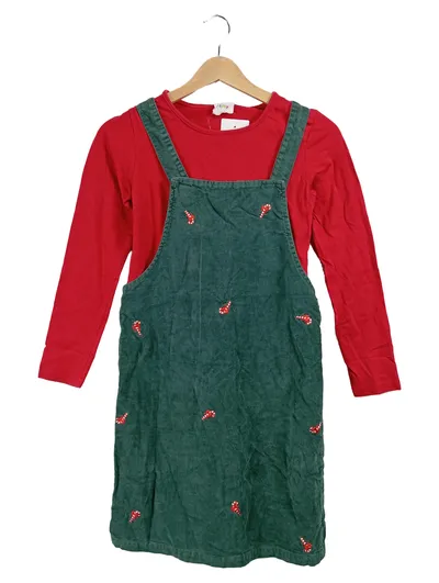 Famy Twin Set Kleid mit Langarmshirt Grün Weihnachtlich Gr. 158