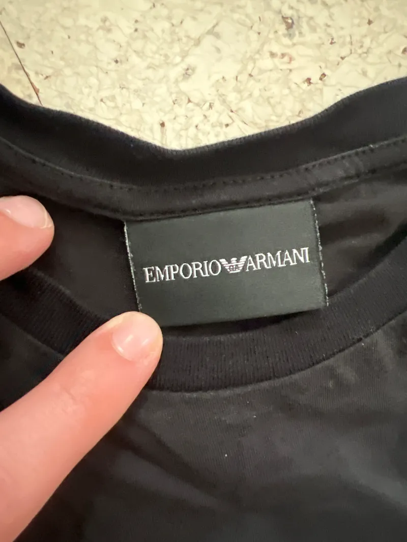 Emporio Armani Langarmshirt Herren Schwarz Logo Gr. 40 Baumwolle 3
