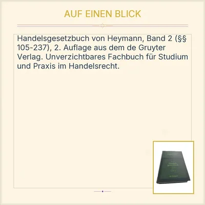 Handelsgesetzbuch Heymann Band 2 §§ 105-237 De Gruyter 2. Auflage Gesetzbuch