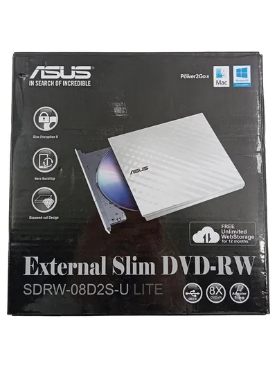 ASUS SDRW-08D2S-U LITE Externes Slim DVD-RW Laufwerk Weiß USB 2.0