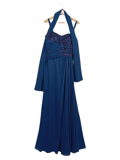 Luxuar Limited Damen Abendkleid Ballkleid Pailletten Blau Gr. 36/38