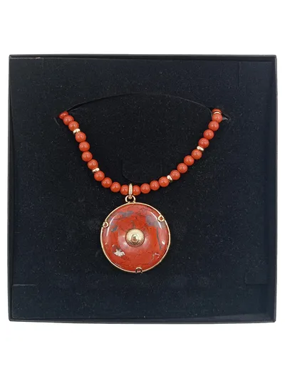 Christian Materne Halskette mit Anhänger Sonne Rot Halbedelstein 56cm Damen