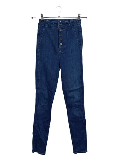 7 For All Mankind Jeans Hose Damen Blau W26 34 Slim Fit High Waist Button Fly