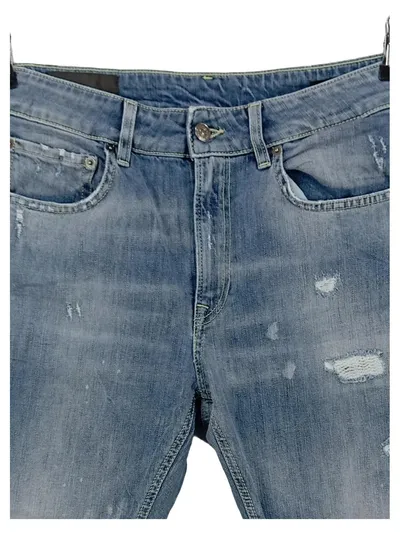 Dondup Damen Jeans Straight Leg Blau Gr. 27 W27 Used Look Destroyed