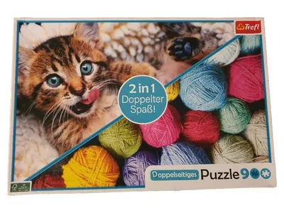 Trefl Doppelseitiges Puzzle 900 Teile Katze & Wollknäuel 2in1