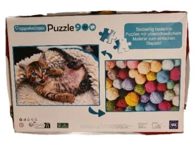 Trefl Doppelseitiges Puzzle 900 Teile Katze & Wollknäuel 2in1