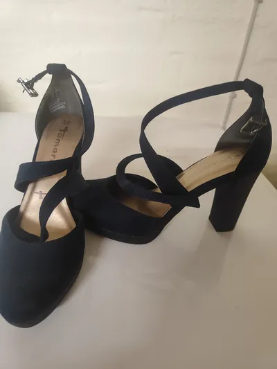 Tamaris Damen Pumps Riemchenpumps Blau Gr. 38 Plateau Elegant