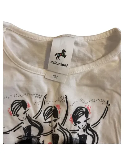 Palomino Mädchen Langarmshirt Ballerina Glitzer Gr. 104 Weiß