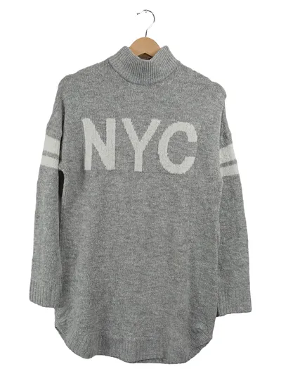 FBSISTER Damen Pullover Grau Gr. 38, M Casual NYC Schriftzug